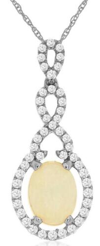 1.16CT DIAMOND & AAA OPAL 14K WHITE GOLD 3D OVAL & ROUND LUCKY HORSESHOE PENDANT