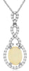 1.16CT DIAMOND & AAA OPAL 14K WHITE GOLD 3D OVAL & ROUND LUCKY HORSESHOE PENDANT