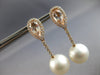 ESTATE LARGE 2.80CT DIAMOND & AAA MORGANITE & PINK PEARL 18K ROSE GOLD HANGING EARRINGS