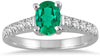 1.19CT DIAMOND & AAA EMERALD 14KT WHITE GOLD OVAL & ROUND LUCIDA ENGAGEMENT RING