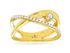 LARGE .22CT DIAMOND 14KT YELLOW GOLD 3D CRISS CROSS INFINITY PEAR SHAPE FUN RING