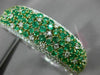 ESTATE LARGE 10.9CT & AAA EMERALD DIAMOND 18K 2 TONE GOLD FLOWER BANGLE BRACELET