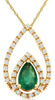 .53CT DIAMOND & AAA EMERALD 14KT YELLOW GOLD PEAR SHAPE & ROUND FLOATING PENDANT