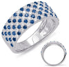 LARGE 1.33CT DIAMOND & AAA SAPPHIRE 14KT WHITE GOLD MULTI ROW ANNIVERSARY RING