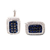 1.73CT DIAMOND & AAA SAPPHIRE 18KT WHITE GOLD 3D PRINCESS & ROUND MENS CUFFLINKS