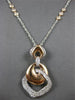 LARGE .67CT DIAMOND 14K WHITE & ROSE GOLD LOVE KNOT BY THE YARD FLOATING PENDANT