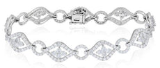 6.57CT DIAMOND 18K WHITE GOLD MULTI LEAF CIRCLE OF LIFE ETERNITY TENNIS BRACELET