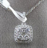 ESTATE .69CT DIAMOND 18KT WHITE GOLD 3D SQUARE CLUSTER HALO FLOATING PENDANT