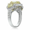 WIDE GIA 3.63CT WHITE & FANCY YELLOW DIAMOND 18KT TWO TONE GOLD ANNIVERSARY RING