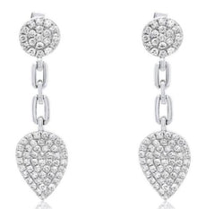 .70CT DIAMOND 14KT WHITE GOLD ROUND FLOWER TEAR DROP LOVE KNOT HANGING EARRINGS
