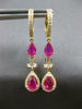 2.22CT DIAMOND & AAA RUBY 18K YELLOW GOLD 3D PEAR SHAPE & ROUND HANGING EARRINGS