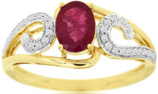 0.99CT DIAMOND & AAA RUBY 14KT 2 TONE GOLD FILIGREE MILGRAIN FRIENDSHIP LOVE RING