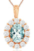 1.85CT DIAMOND & AAA AQUAMARINE 14KT ROSE GOLD 3D OVAL & ROUND FLOATING PENDANT