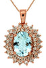 3.0CT DIAMOND & AAA AQUAMARINE 14KT ROSE GOLD 3D OVAL & ROUND FLOATING PENDANT