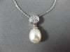 ESTATE .17CT DIAMOND & AAA SOUTH SEA PEARL 18K WHITE GOLD 3D DROP PENDANT #11930