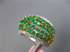 LARGE 1.81CT DIAMOND & AAA EMERALD 18K 2 TONE GOLD 3D MULTI ROW ANNIVERSARY RING