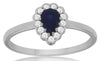 .66CT DIAMOND & AAA SAPPHIRE 14KT WHITE GOLD PEAR SHAPE & ROUND FRIENDSHIP RING