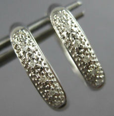 ESTATE .15CT DIAMOND 14KT WHITE GOLD 3D CLASSIC PAVE HUGGIE HANGING EARRINGS
