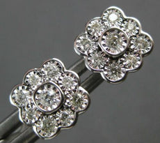 ESTATE .25CT DIAMOND 14KT WHITE GOLD 3D BEZEL FLOWER SQUARE STUD EARRINGS
