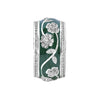 WIDE 1.26CT DIAMOND & GREEN ENAMEL 18KT WHITE GOLD MULTI FLOWER ANNIVERSARY RING