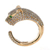 2.65CT LIGHT PINK DIAMOND & AAA EMERALD 18KT ROSE GOLD HAPPY PANTHER JAGUAR RING