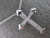 ESTATE .17CT DIAMOND 14KT WHITE GOLD 3D CLASSIC CROSS FLORAL FLOATING PENDANT