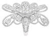 ESTATE LARGE 2.21CT DIAMOND 18KT WHITE GOLD 3D FLOWER MULTI LEAF COCKTAIL RING