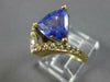 LARGE 3.30CT DIAMOND & AAA TANZANITE 18KT YELLOW GOLD TRILLION CROWN RING #27547