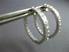 ESTATE 1.47CT DIAMOND 14KT WHITE GOLD 3D 2.5MM INSIDE OUT HOOP HANGING EARRINGS