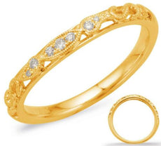 ESTATE .05CT DIAMOND 14KT YELLOW GOLD 3D FILIGREE MILGRAIN MULTI LEAF FUN RING