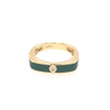 ESTATE .03CT DIAMOND & GREEN ENAMEL 18KT YELLOW GOLD SQUARE SOLITAIRE FUN RING