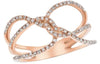 ESTATE .27CT DIAMOND 14KT ROSE GOLD 3D CLASSIC 2 ROW LOVE KNOT INFINITY FUN RING