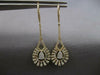 LARGE 1.27CT DIAMOND 14K YELLOW GOLD 3D ROUND & BAGUETTE FLORAL HANGING EARRINGS