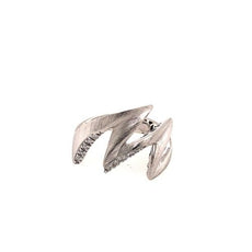 ESTATE .10CT DIAMOND 18KT WHITE GOLD 3D MATTE AND SHINY CRISS CROSS FUN RING
