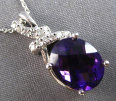 2.39CT DIAMOND & AAA AMETHYST 14KT WHITE GOLD 3D OVAL & ROUND FLOATING PENDANT