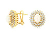 2.14CT DIAMOND & AAA OPAL 14KT YELLOW GOLD 3D OVAL DOUBLE HALO CLIP ON EARRINGS