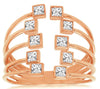 LARGE .75CT DIAMOND 14KT ROSE GOLD PRINCESS MULTI ROW CRISS CROSS TENSION RING