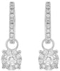 ESTATE .93CT DIAMOND 14KT WHITE GOLD CLASSIC FLOWER HUGGIE FUN HANGING EARRINGS