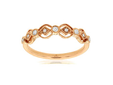 ESTATE .13CT DIAMOND 14KT ROSE GOLD 3D CLASSIC ROUND FILIGREE MILGRAIN FUN RING