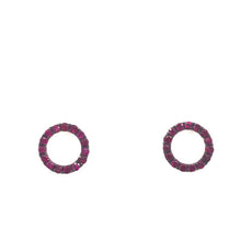 ESTATE .66CT AAA RUBY 18KT ROSE GOLD 3D CLASSIC OPEN CIRCLE STUD EARRINGS