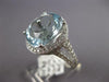 LARGE 6.6CT DIAMOND & AAA AQUAMARINE 18K WHITE GOLD OVAL & ROUND ENGAGEMENT RING