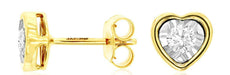ESTATE .30CT DIAMOND 14KT YELLOW GOLD 3D SOLITAIRE HEART SHAPE STUD EARRINGS