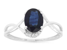 1.49CT DIAMOND & AAA SAPPHIRE 14KT WHITE GOLD 3D OVAL & ROUND INFINITY LOVE RING