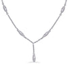 .76CT DIAMOND 14K WHITE GOLD 3 STONE FILIGREE MARQUISE SHAPE LARIAT NECKLACE