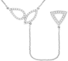 .38CT DIAMOND 14KT WHITE GOLD 3D ROUND CLASSIC LEAF TRILLION FUN LARIAT NECKLACE