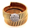 LARGE .24CT DIAMOND 18KT 2 TONE GOLD ROUND 3D CLUSTER COBRA CRISS CROSS FUN RING