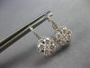 1.35CT DIAMOND 14KT WHITE GOLD 3D CLUSTER FLOWER HALO LEVERBACK HANGING EARRINGS