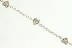ESTATE .15CT DIAMOND 14KT WHITE GOLD 3D ROUND HEART BY THE YARD LOVE BRACELET