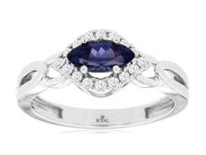 .69CT DIAMOND & AAA TANZANITE 14KT WHITE GOLD MARQUISE & ROUND FLOWER FUN RING