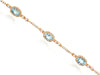 3.90CT DIAMOND & AAA AQUAMARINE 14KT ROSE GOLD 3D OVAL & ROUND TENNIS BRACELET